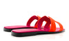 HERMES Suede Goatskin Oran Sandals Orange Synthetique