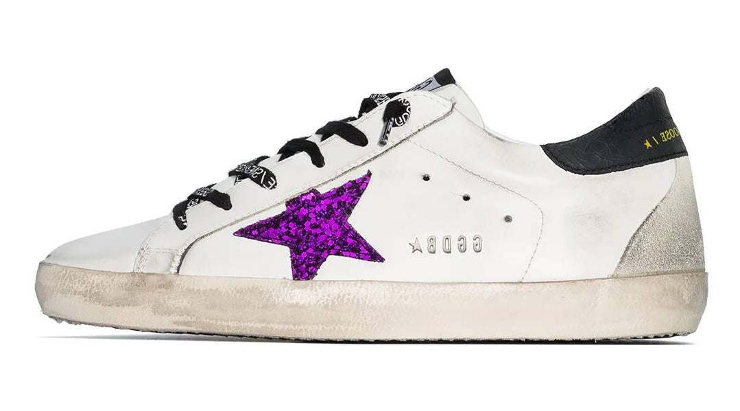 Golden Goose Superstar Leather Trainers - White/Purple/Black