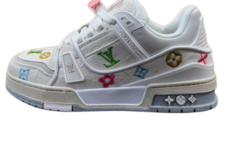 Louis Vuitton Trainer White Denim Embroidered